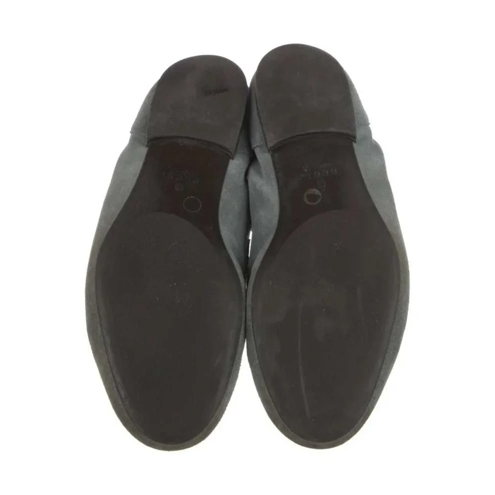 Gucci Mens Grey Suede Web Horsebit Loafers Size 10 Italy Luxury Shoes